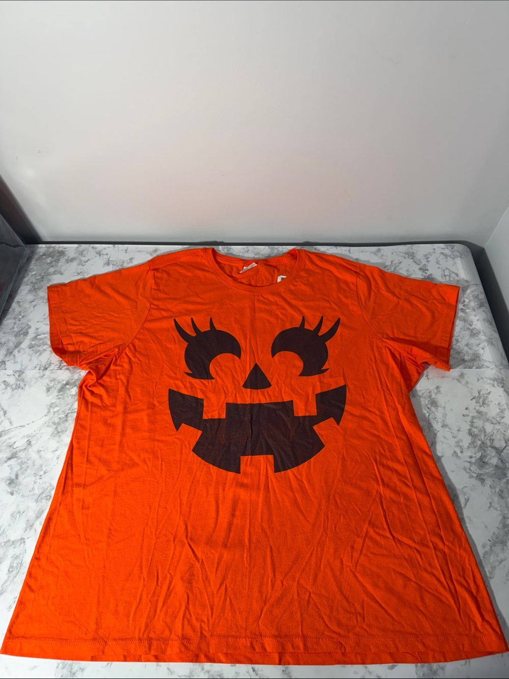 Orange Pumpkin Jack-O-Lantern Graphic Tee Size XXL